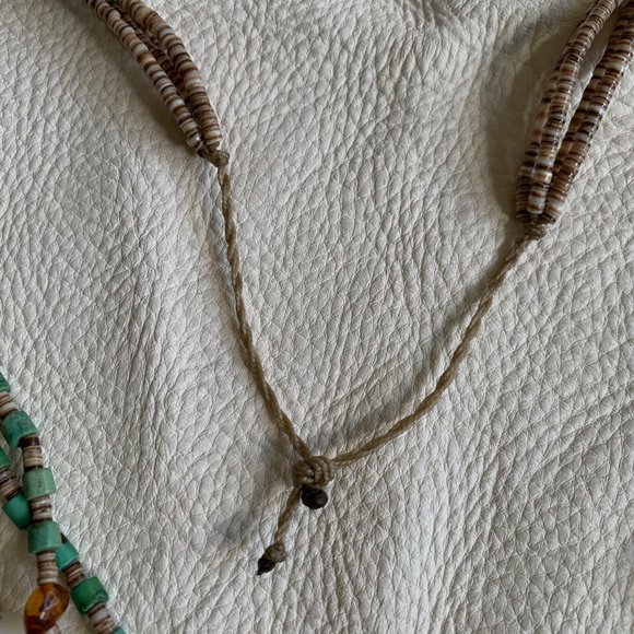 Vintage Navajo TURQUOISE & Heishe necklace with reversible shell pendant - Picture 7 of 7